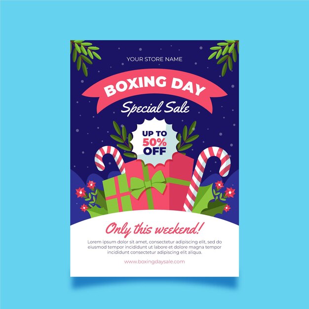 Flat boxing day sale vertical poster template