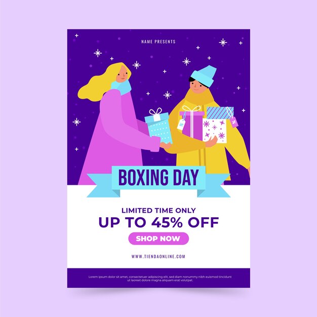 Flat boxing day sale vertical poster template