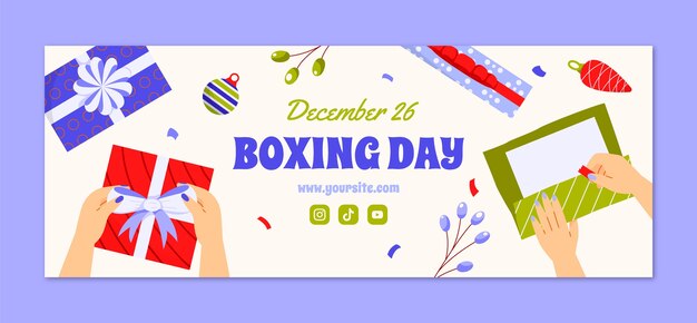 Flat boxing day social media cover template