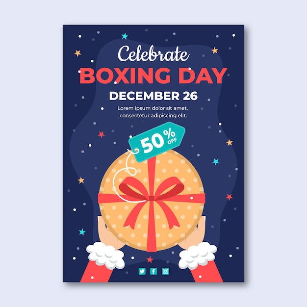 Flat boxing day vertical sale poster template