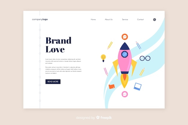 Flat branding landing page template