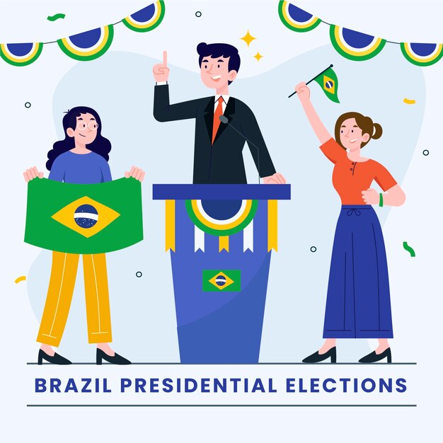 Flat brazil presidential election illustration