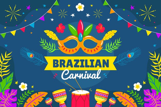 Flat brazilian carnival background