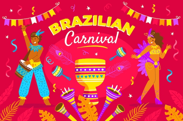 Flat brazilian carnival background