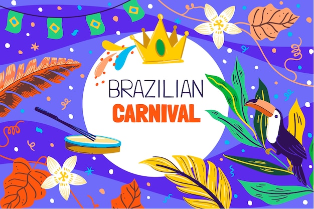 Flat brazilian carnival background