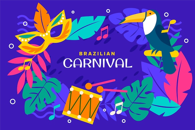 Flat brazilian carnival background