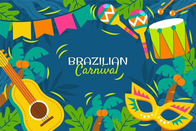 Flat brazilian carnival background