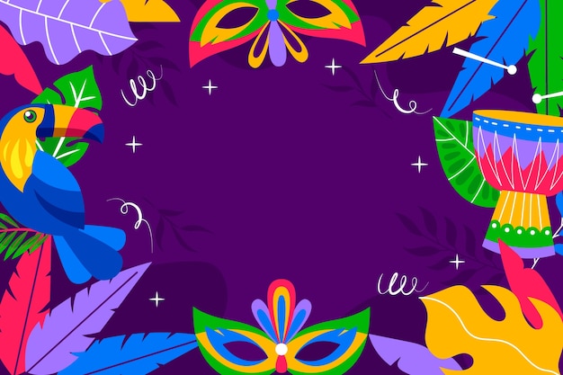 Flat brazilian carnival celebration background