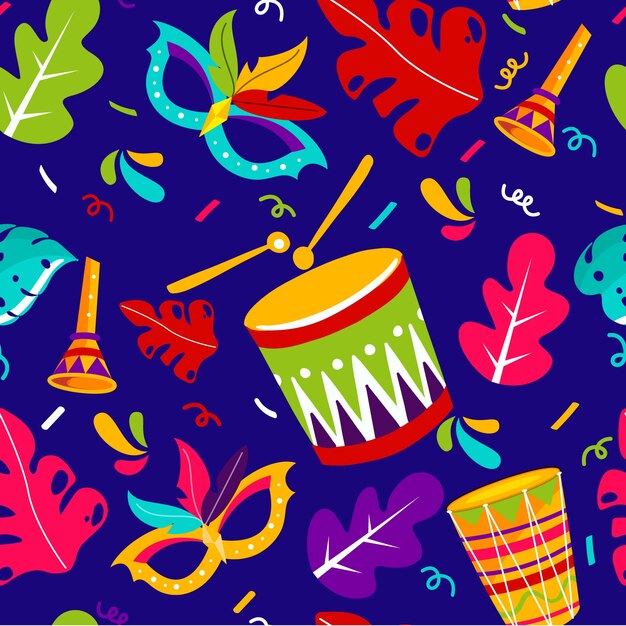 Flat brazilian carnival celebration pattern design