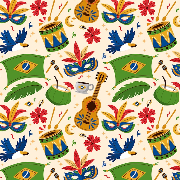 Free Vector flat brazilian carnival celebration pattern design