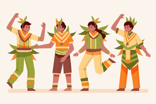 Free Vector flat brazilian carnival characters collection