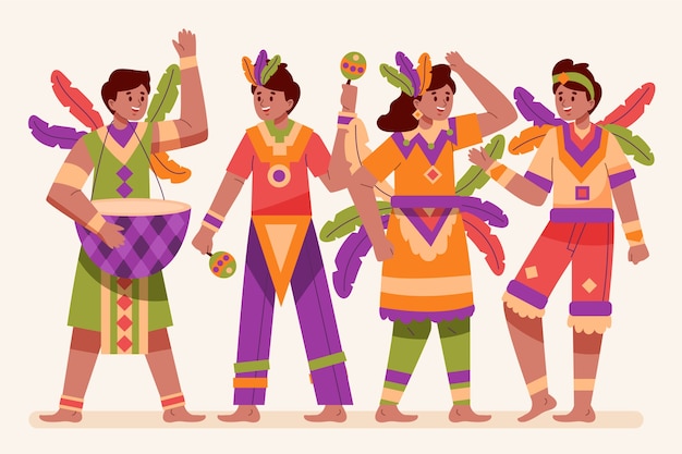 Free Vector flat brazilian carnival characters collection