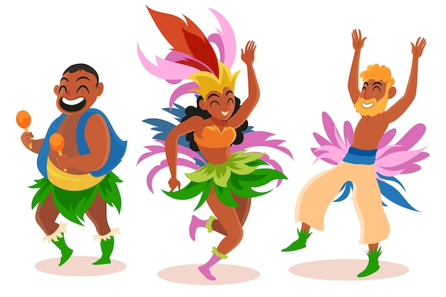 Flat brazilian carnival characters illustration