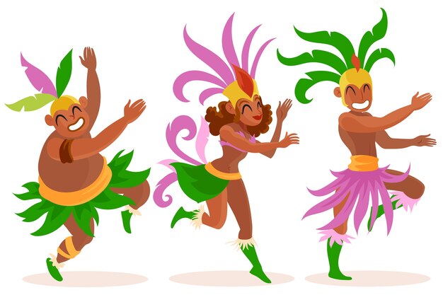 Flat brazilian carnival characters illustration