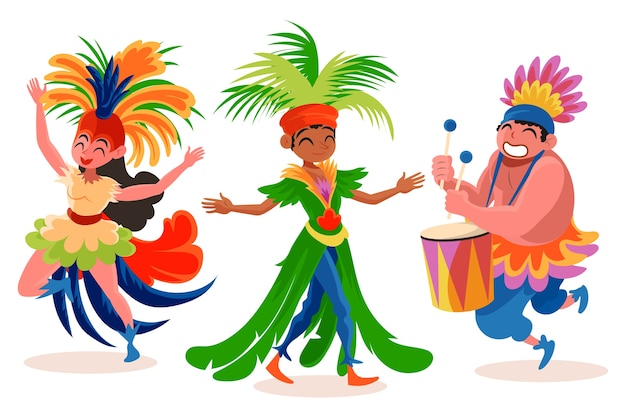 Flat brazilian carnival characters illustration