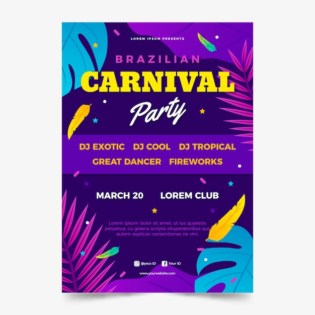 Flat brazilian carnival flyer template