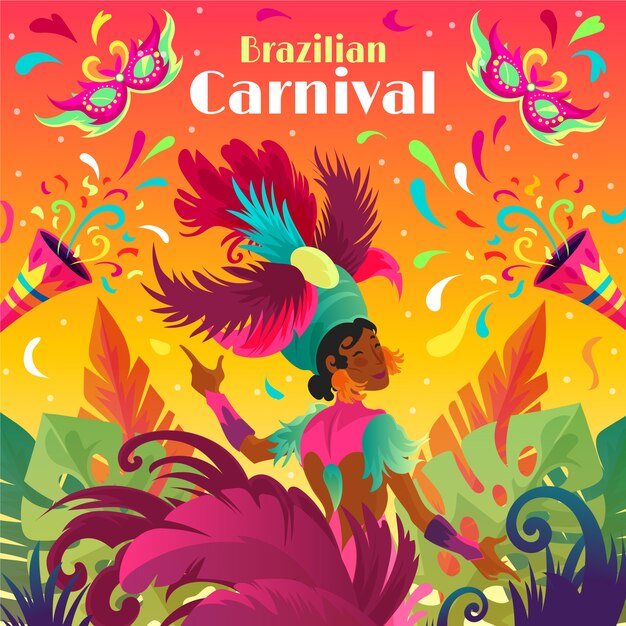 Flat brazilian carnival illustration