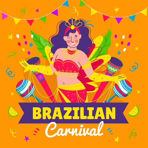 Flat brazilian carnival illustration