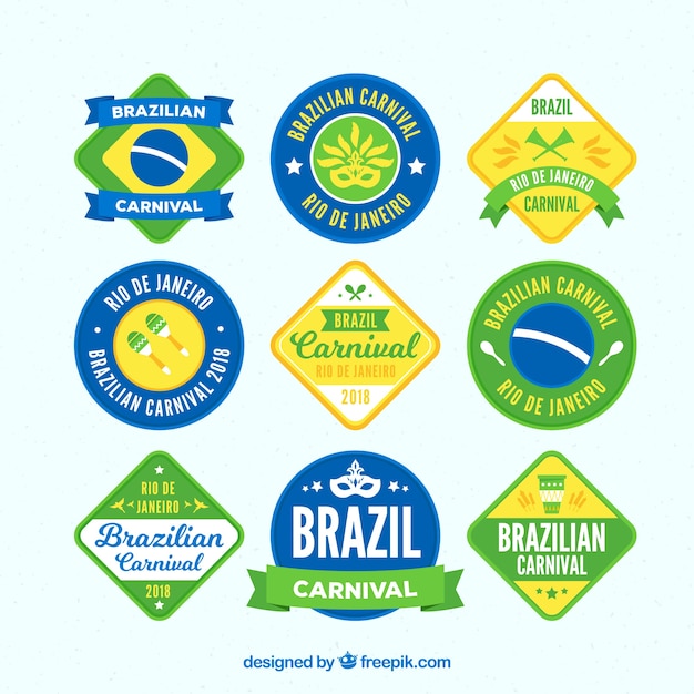 Flat brazilian carnival label/badge collection