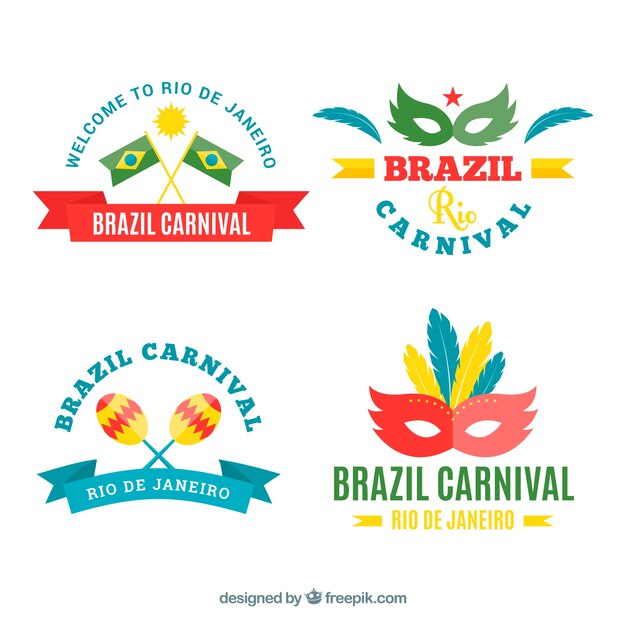 Flat brazilian carnival label/badge collection