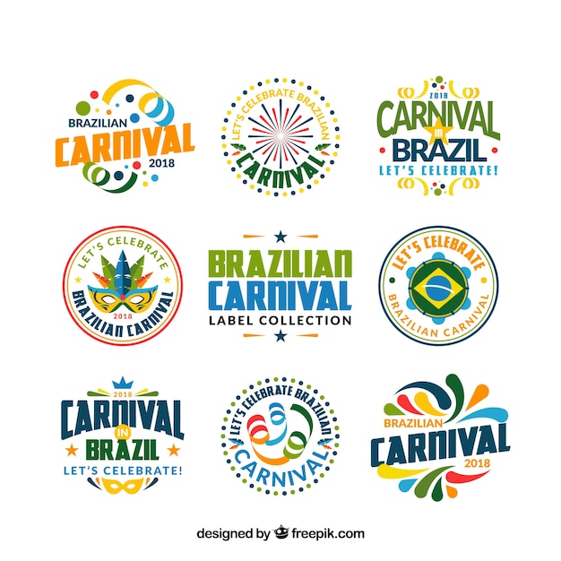 Flat brazilian carnival label/badge collection