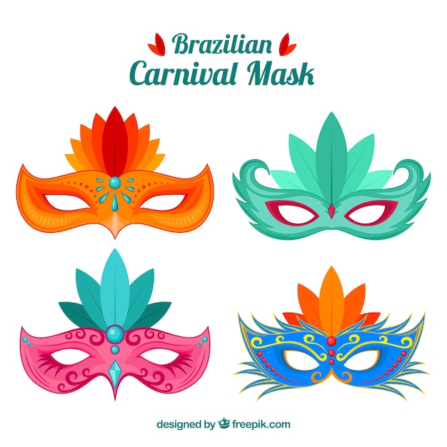 Free Vector flat brazilian carnival mask collection