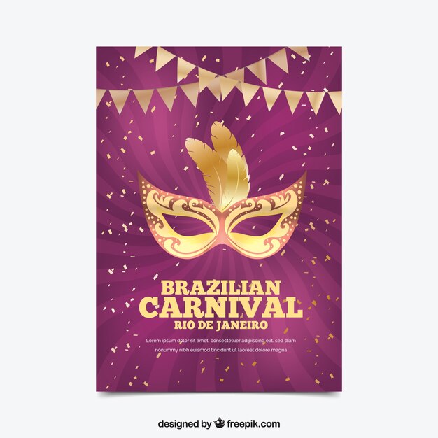 Flat brazilian carnival party flyer/poster