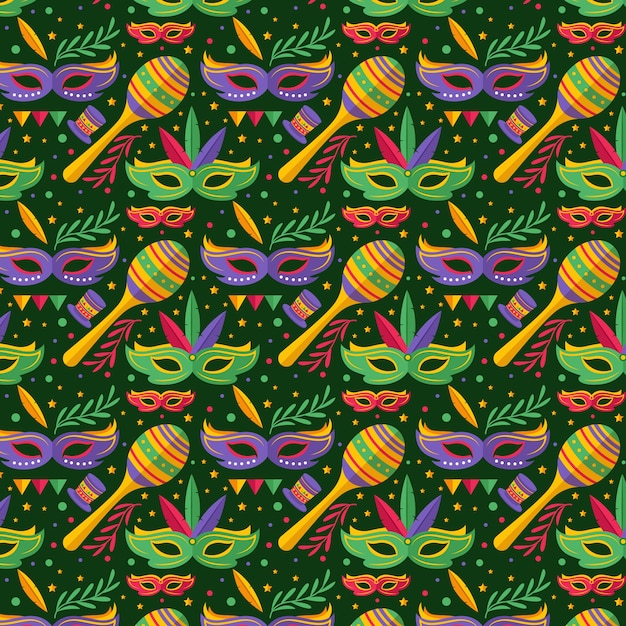 Free Vector flat brazilian carnival pattern with masks