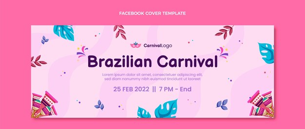 Flat brazilian carnival social media cover template