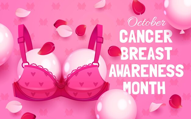 Flat breast cancer awareness month background