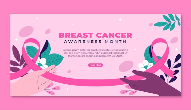 Free Vector flat breast cancer awareness month horizontal banner template