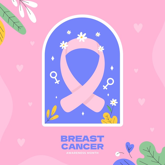 Free vector flat breast cancer awareness month illustration