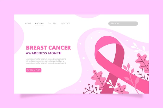 Free Vector flat breast cancer awareness month landing page template