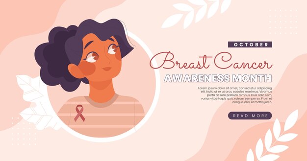 Flat breast cancer awareness month social media post template