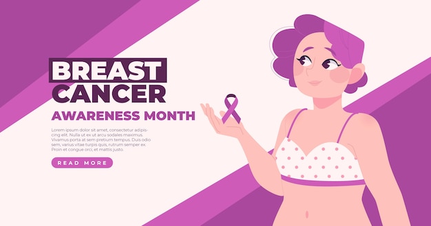 Flat breast cancer awareness month social media post template