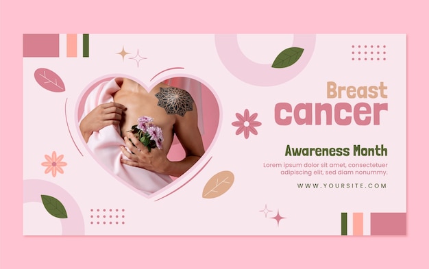 Flat breast cancer awareness month social media post template