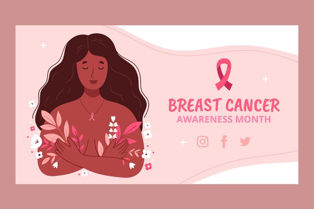 Flat breast cancer awareness month twitch background