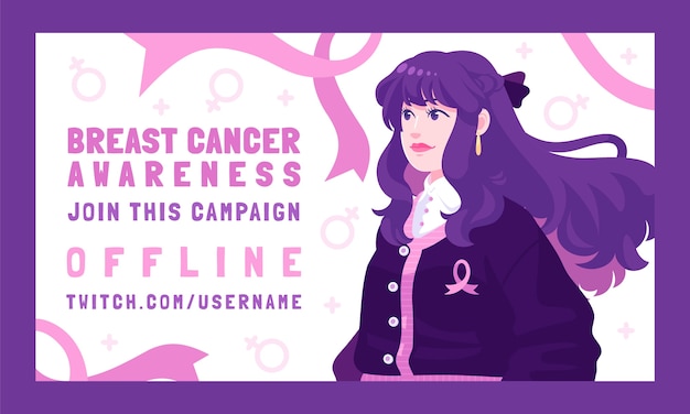 Flat breast cancer awareness month twitch background