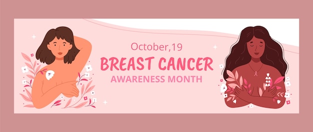 Flat breast cancer awareness month twitter header