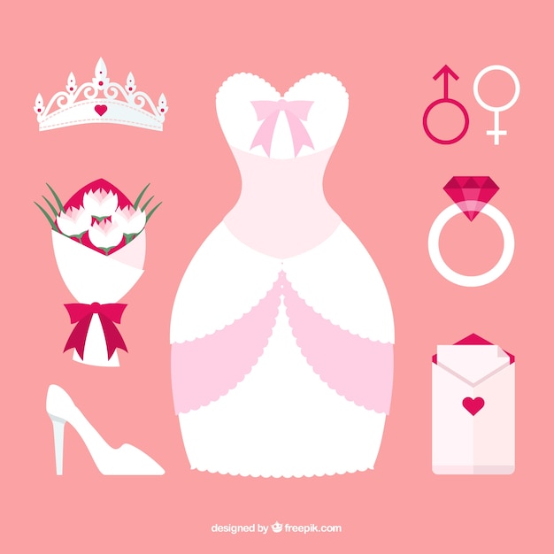 Free vector flat bridal element collection