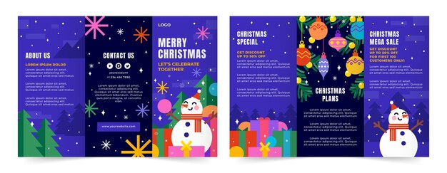 Flat brochure template for christmas season celebration