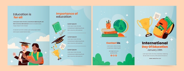 Flat brochure template for international day of education