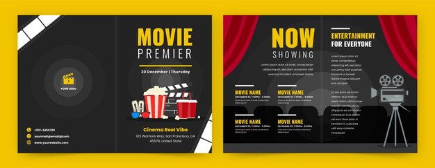 Flat brochure template for movie premiere event