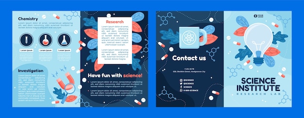 Free vector flat brochure template for science research