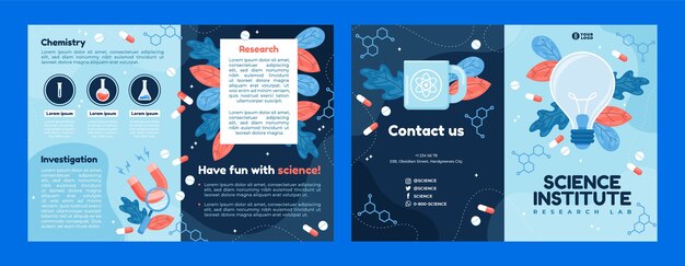 Flat brochure template for science research