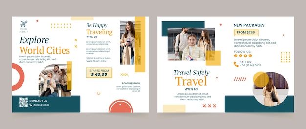 Flat brochure template for travel agency business