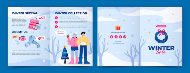 Free Vector flat brochure template for wintertime season