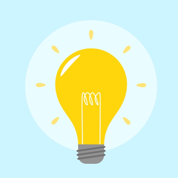 Free Vector flat bulb with light rays for idea