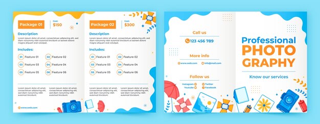 Flat business brochure template for photographer career