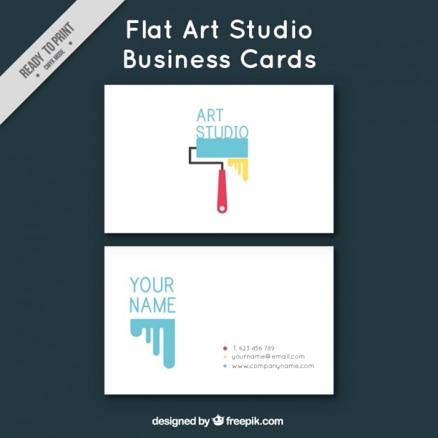 Free vector flat business card for art studio